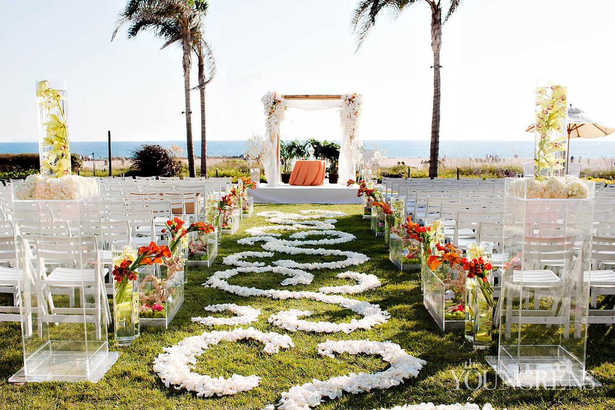 Hotel Del Coronado wedding, Crown Room reception at the Hotel Del Coronado, Windsor Lawn wedding at the Hotel Del Coronado, Karen Tran reception, Karen Tran wedding, Emily Smiley wedding, orange flower wedding, teal wedding, ballroom wedding, Platinum Pro dance floor, wedding with lounge furniture, wedding with sushi, Fab Cakes wedding