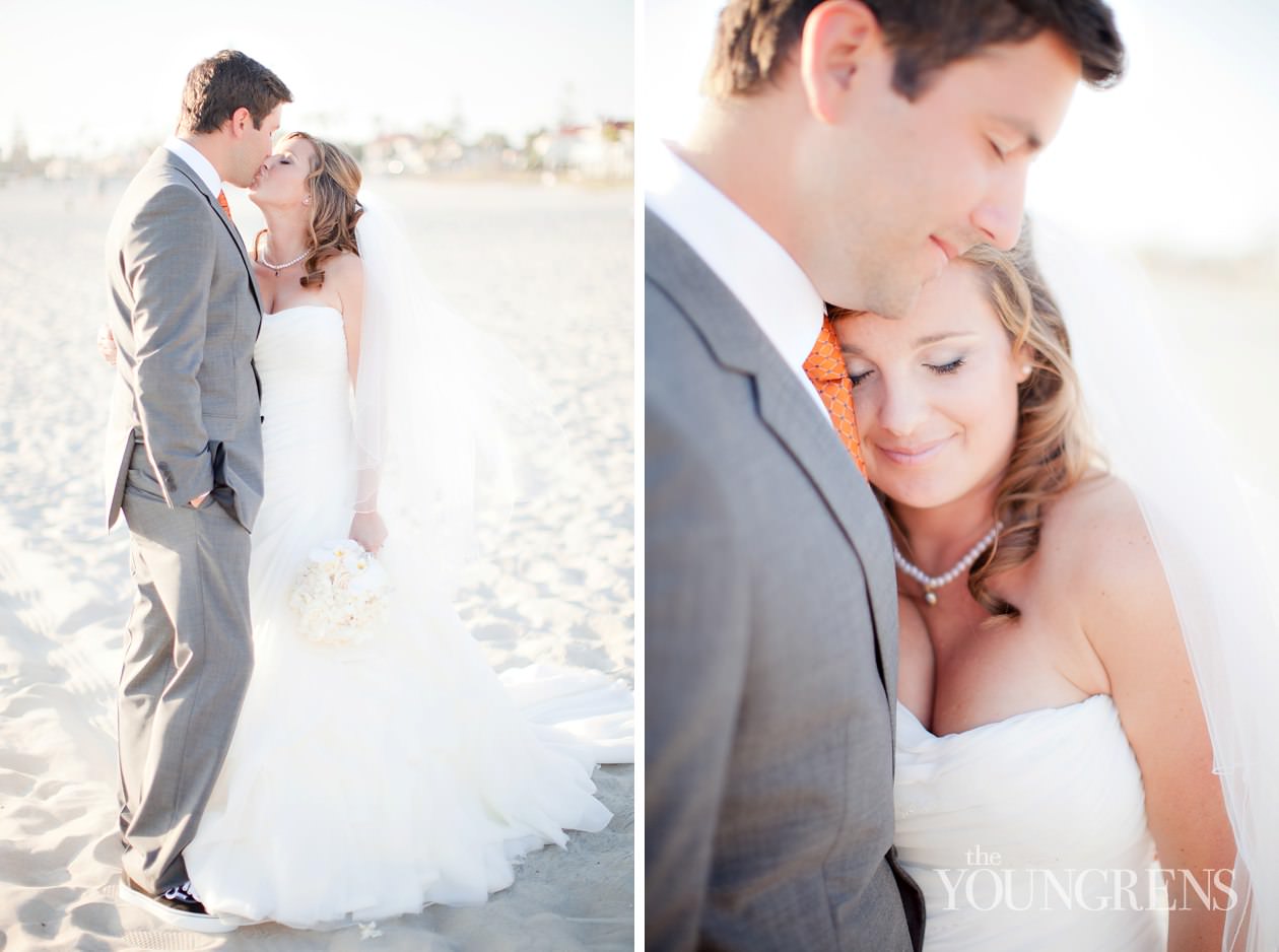 Hotel Del Coronado wedding, Crown Room reception at the Hotel Del Coronado, Windsor Lawn wedding at the Hotel Del Coronado, Karen Tran reception, Karen Tran wedding, Emily Smiley wedding, orange flower wedding, teal wedding, ballroom wedding, Platinum Pro dance floor, wedding with lounge furniture, wedding with sushi, Fab Cakes wedding