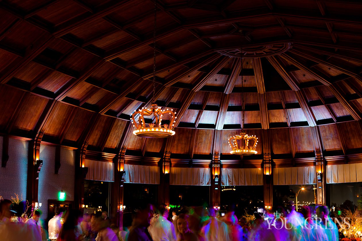 Hotel Del Coronado wedding, Crown Room reception at the Hotel Del Coronado, Windsor Lawn wedding at the Hotel Del Coronado, Karen Tran reception, Karen Tran wedding, Emily Smiley wedding, orange flower wedding, teal wedding, ballroom wedding, Platinum Pro dance floor, wedding with lounge furniture, wedding with sushi, Fab Cakes wedding