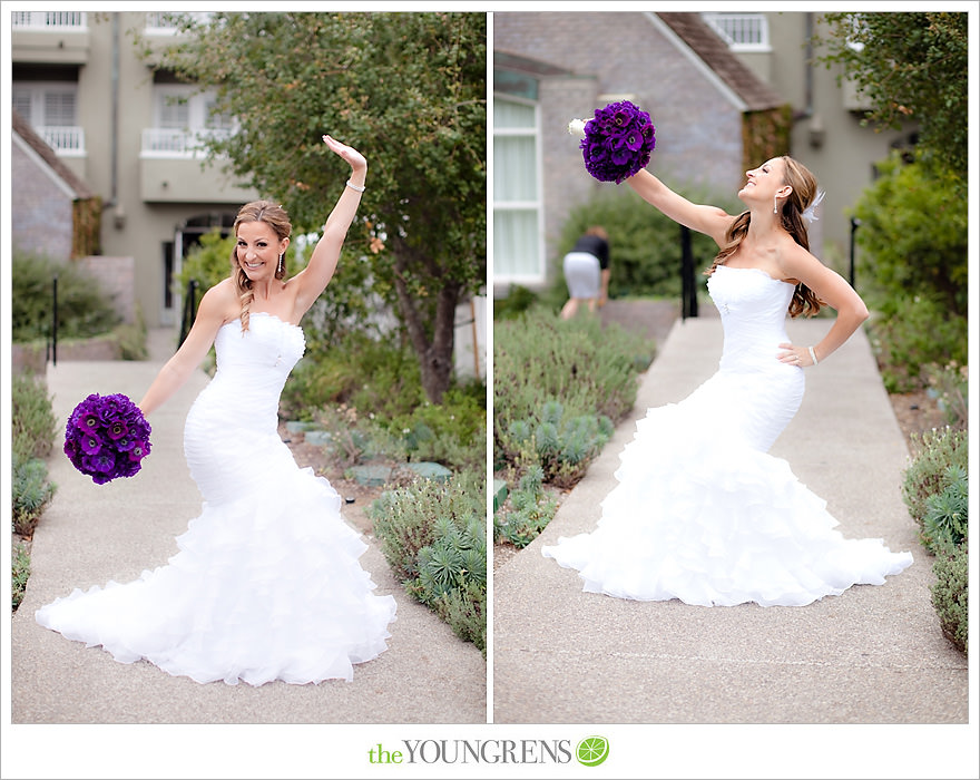 L'Auberge Del Mar wedding, Jewish wedding ceremony, Catholic wedding ceremony, multi-religious ceremony, seaside wedding, beach wedding, destination wedding in San Diego, purple wedding, black wedding