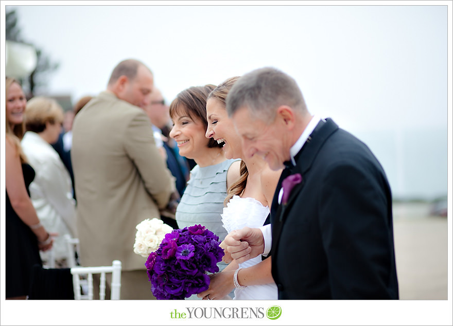 L'Auberge Del Mar wedding, Jewish wedding ceremony, Catholic wedding ceremony, multi-religious ceremony, seaside wedding, beach wedding, destination wedding in San Diego, purple wedding, black wedding