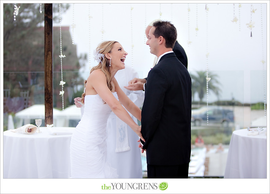 L'Auberge Del Mar wedding, Jewish wedding ceremony, Catholic wedding ceremony, multi-religious ceremony, seaside wedding, beach wedding, destination wedding in San Diego, purple wedding, black wedding