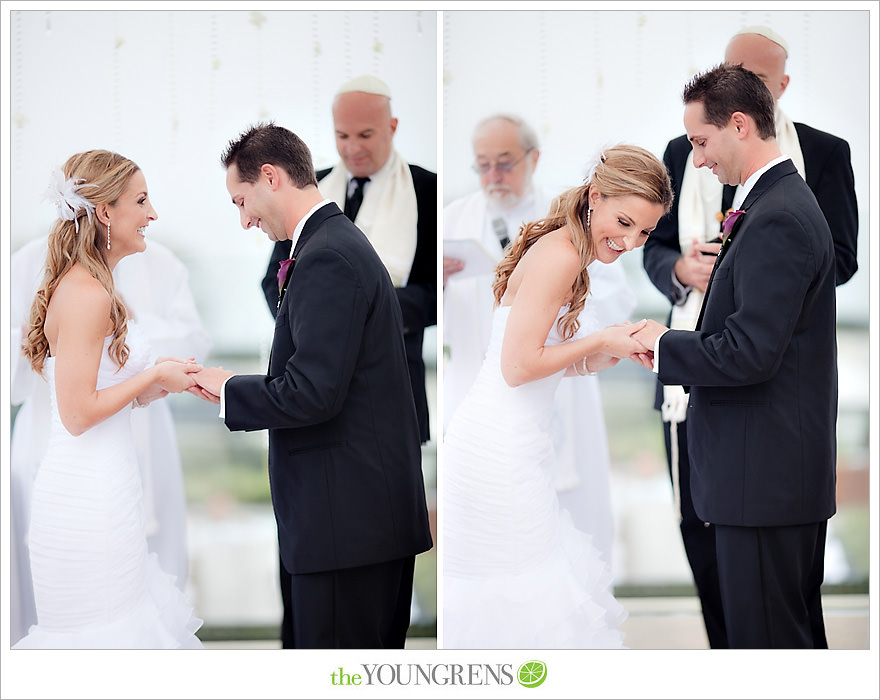 L'Auberge Del Mar wedding, Jewish wedding ceremony, Catholic wedding ceremony, multi-religious ceremony, seaside wedding, beach wedding, destination wedding in San Diego, purple wedding, black wedding