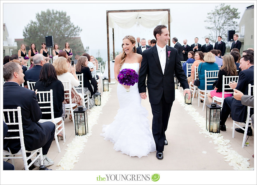 L'Auberge Del Mar wedding, Jewish wedding ceremony, Catholic wedding ceremony, multi-religious ceremony, seaside wedding, beach wedding, destination wedding in San Diego, purple wedding, black wedding