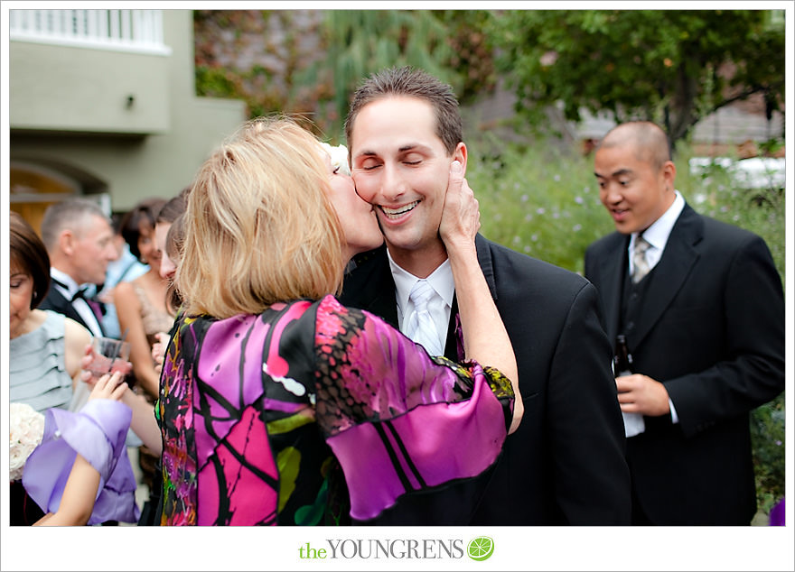 L'Auberge Del Mar wedding, Jewish wedding ceremony, Catholic wedding ceremony, multi-religious ceremony, seaside wedding, beach wedding, destination wedding in San Diego, purple wedding, black wedding