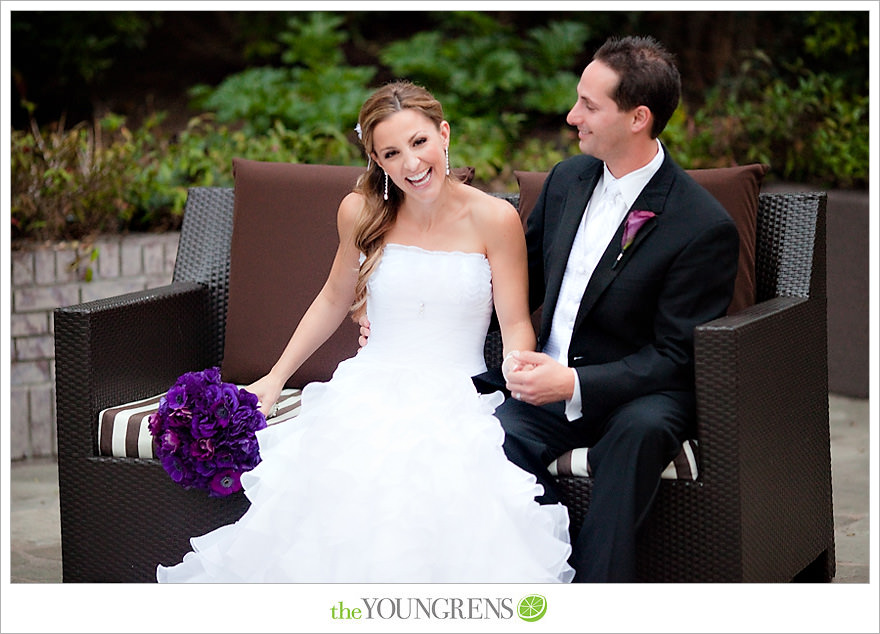 L'Auberge Del Mar wedding, Jewish wedding ceremony, Catholic wedding ceremony, multi-religious ceremony, seaside wedding, beach wedding, destination wedding in San Diego, purple wedding, black wedding