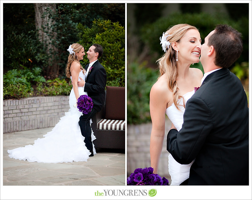 L'Auberge Del Mar wedding, Jewish wedding ceremony, Catholic wedding ceremony, multi-religious ceremony, seaside wedding, beach wedding, destination wedding in San Diego, purple wedding, black wedding