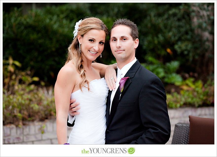 L'Auberge Del Mar wedding, Jewish wedding ceremony, Catholic wedding ceremony, multi-religious ceremony, seaside wedding, beach wedding, destination wedding in San Diego, purple wedding, black wedding