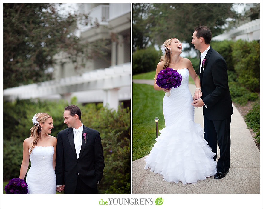 L'Auberge Del Mar wedding, Jewish wedding ceremony, Catholic wedding ceremony, multi-religious ceremony, seaside wedding, beach wedding, destination wedding in San Diego, purple wedding, black wedding