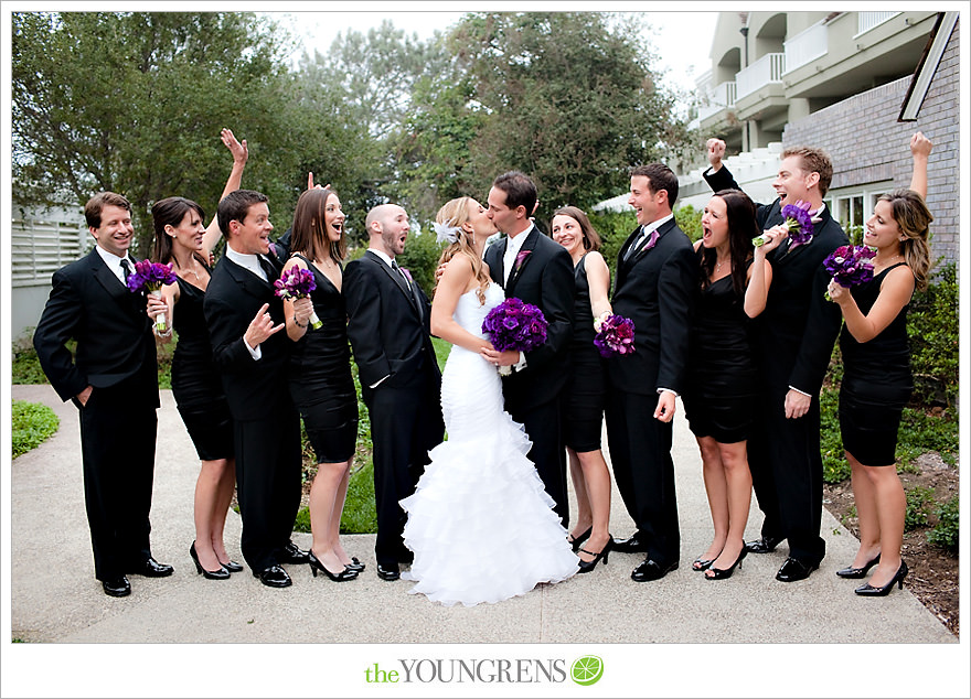 L'Auberge Del Mar wedding, Jewish wedding ceremony, Catholic wedding ceremony, multi-religious ceremony, seaside wedding, beach wedding, destination wedding in San Diego, purple wedding, black wedding