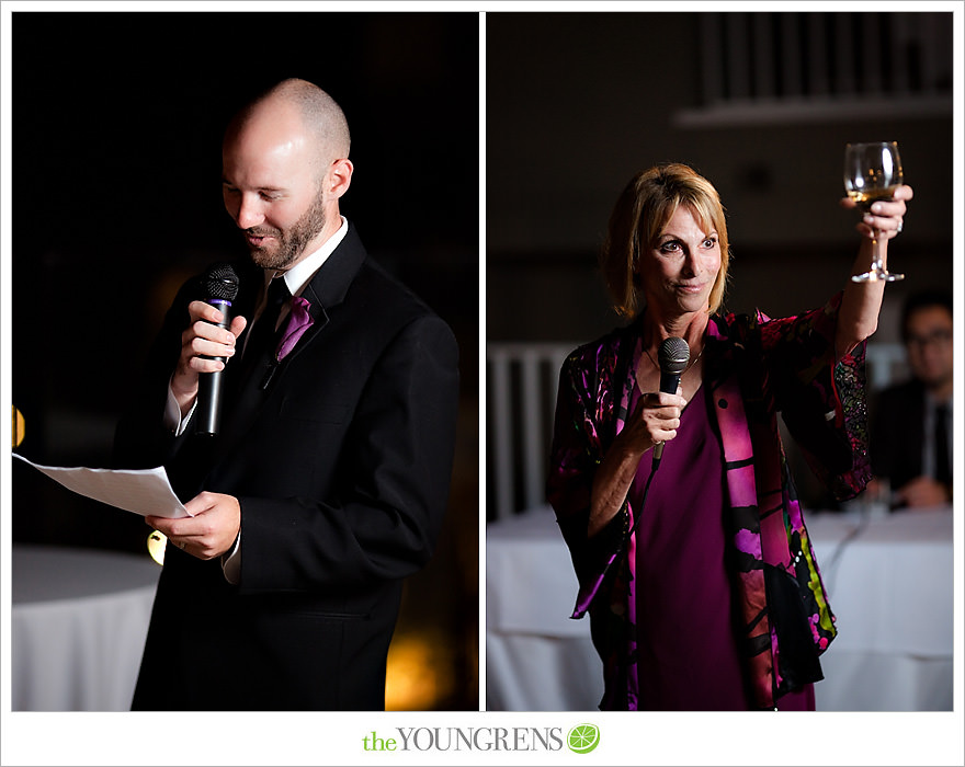 L'Auberge Del Mar wedding, Jewish wedding ceremony, Catholic wedding ceremony, multi-religious ceremony, seaside wedding, beach wedding, destination wedding in San Diego, purple wedding, black wedding