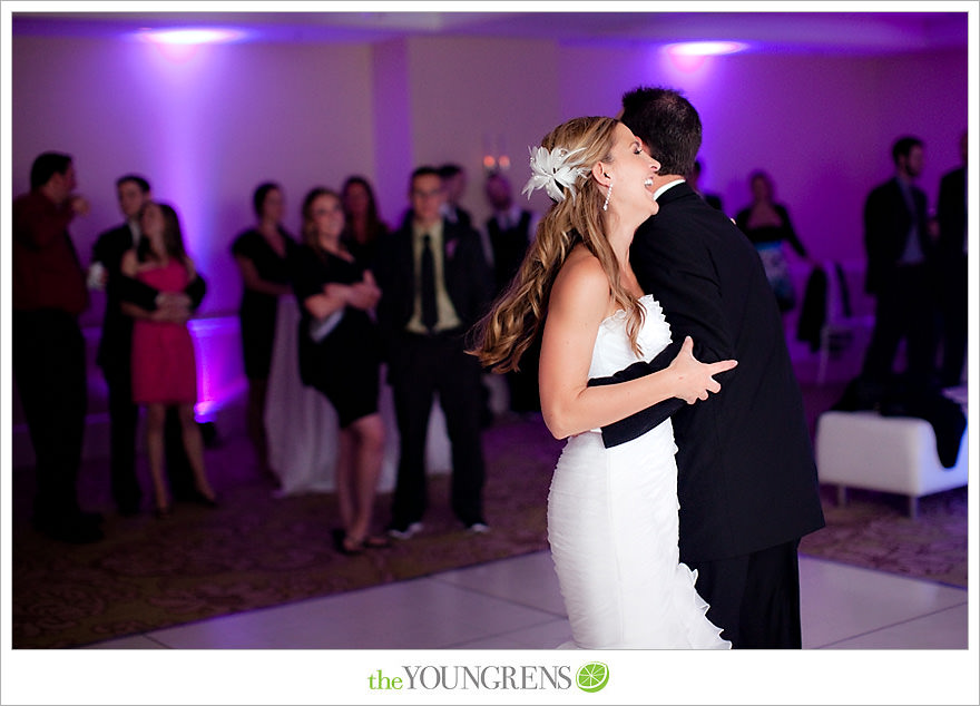 L'Auberge Del Mar wedding, Jewish wedding ceremony, Catholic wedding ceremony, multi-religious ceremony, seaside wedding, beach wedding, destination wedding in San Diego, purple wedding, black wedding