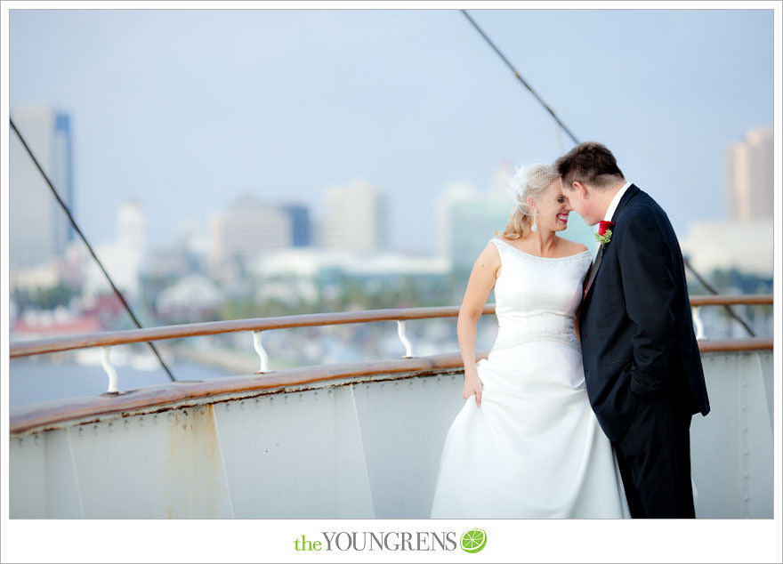 Queen Mary wedding, Long Beach wedding, wedding on The Queen Mary, red wedding, cruise ship wedding, historical wedding, Hollywood-themed wedding, classic Hollywood wedding, vintage Hollywood wedding, vintage wedding, boat wedding, ship wedding