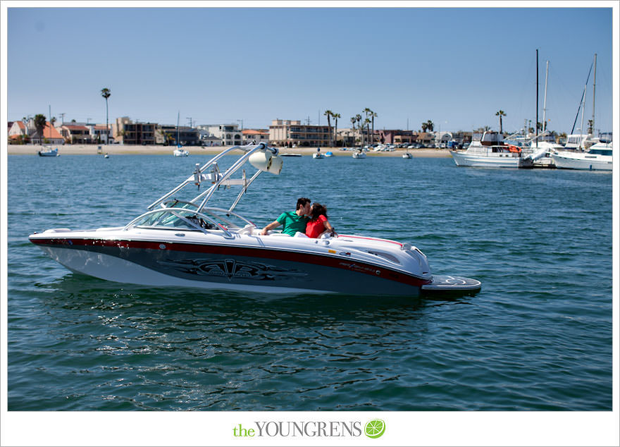 Mission Bay engagement session, wakeboarding engagement session, engagement session on a boat, motor boat engagement, Nautique engagement session, Downtown San Diego engagement session, Petco Park engagement, Hilton Bayfront bridge engagement, Gaslamp engagement session, urban engagement session, San Diego engagement session