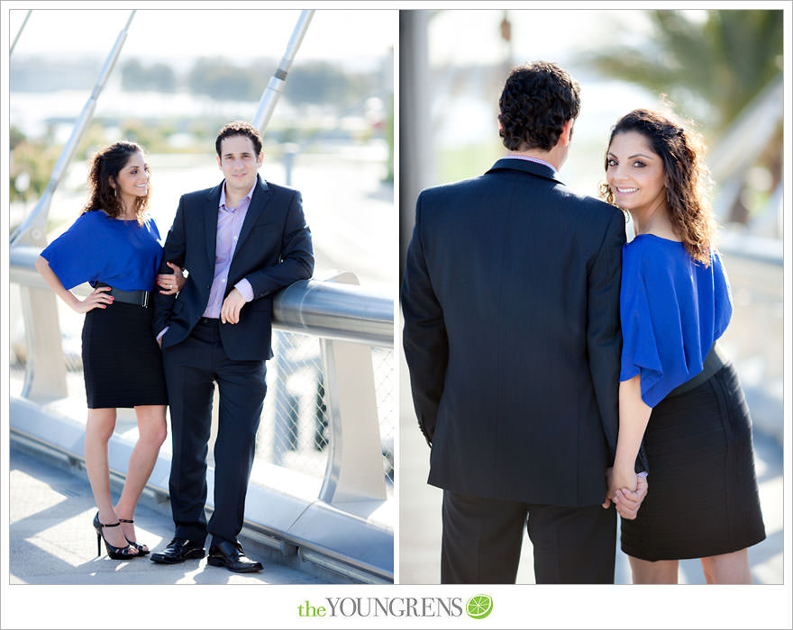 Mission Bay engagement session, wakeboarding engagement session, engagement session on a boat, motor boat engagement, Nautique engagement session, Downtown San Diego engagement session, Petco Park engagement, Hilton Bayfront bridge engagement, Gaslamp engagement session, urban engagement session, San Diego engagement session