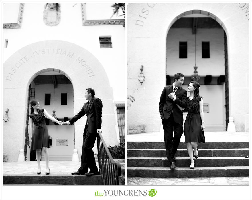 Santa Barbara engagement session, Santa Barbara courthouse engagement, courthouse engagement session, Santa Barbara courthouse, purple engagement session