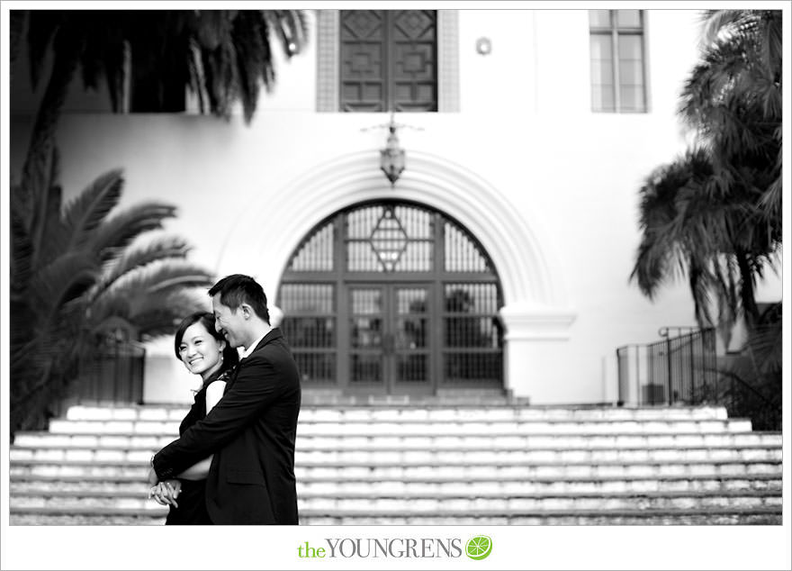 Santa Barbara engagement session, Santa Barbara courthouse engagement, courthouse engagement session, Santa Barbara courthouse, purple engagement session