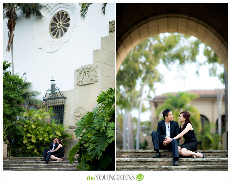 Santa Barbara engagement session, Santa Barbara courthouse engagement, courthouse engagement session, Santa Barbara courthouse, purple engagement session