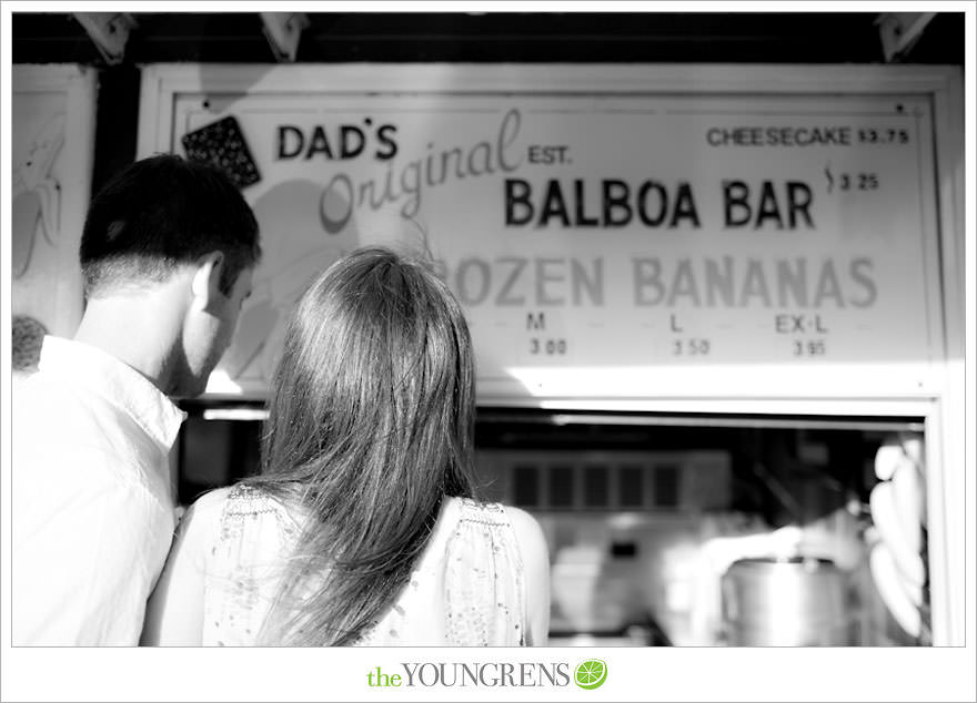 Balboa Island engagement session, Newport engagement session, engagement session with balboa bars, beach engagement, Newport Beach engagement session, ice cream engagement session, orange county engagement session