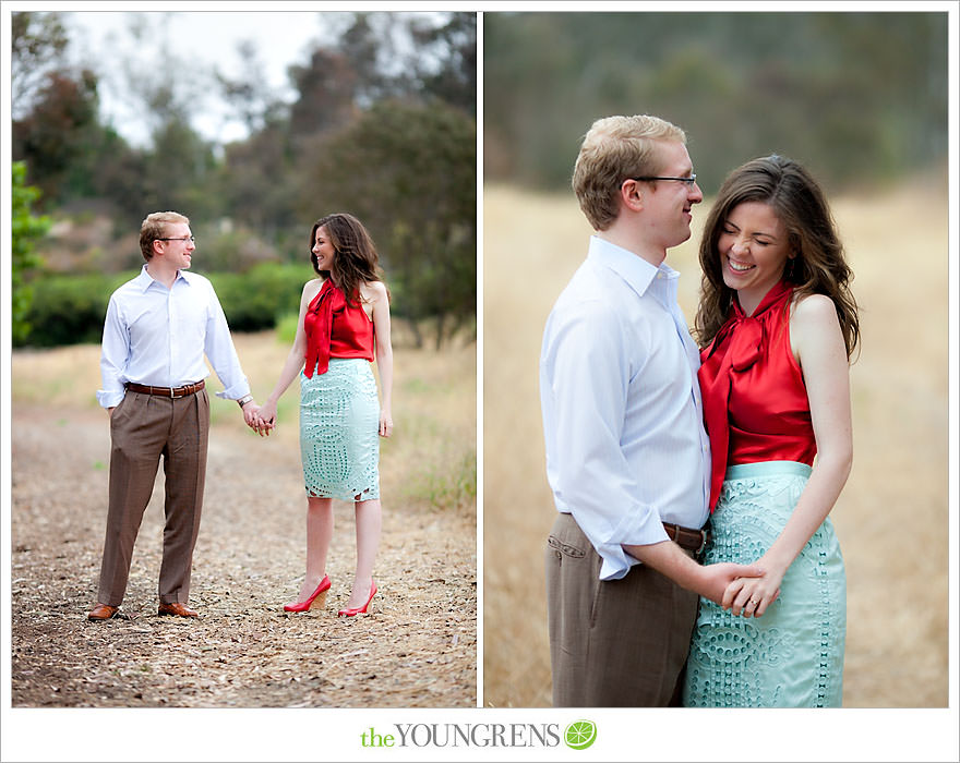 Rancho Santa Fe engagement, car engagement session, convertible engagement session, road trip themed engagement, driving engagement session, meadow engagement session, San Diego engagement session