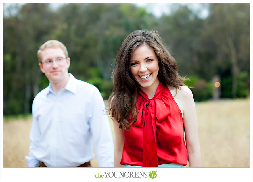 Rancho Santa Fe engagement, car engagement session, convertible engagement session, road trip themed engagement, driving engagement session, meadow engagement session, San Diego engagement session