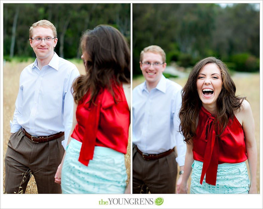 Rancho Santa Fe engagement, car engagement session, convertible engagement session, road trip themed engagement, driving engagement session, meadow engagement session, San Diego engagement session