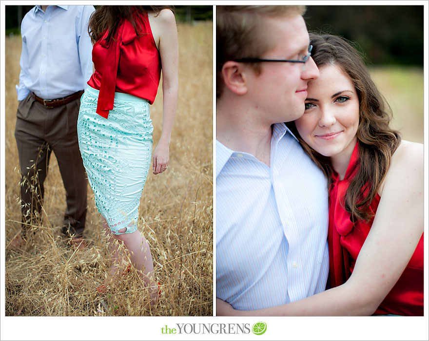 Rancho Santa Fe engagement, car engagement session, convertible engagement session, road trip themed engagement, driving engagement session, meadow engagement session, San Diego engagement session