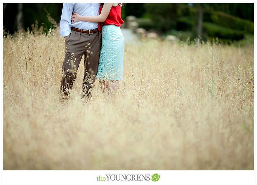 Rancho Santa Fe engagement, car engagement session, convertible engagement session, road trip themed engagement, driving engagement session, meadow engagement session, San Diego engagement session