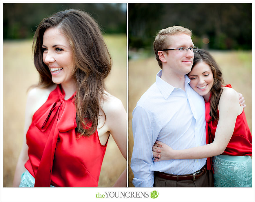 Rancho Santa Fe engagement, car engagement session, convertible engagement session, road trip themed engagement, driving engagement session, meadow engagement session, San Diego engagement session