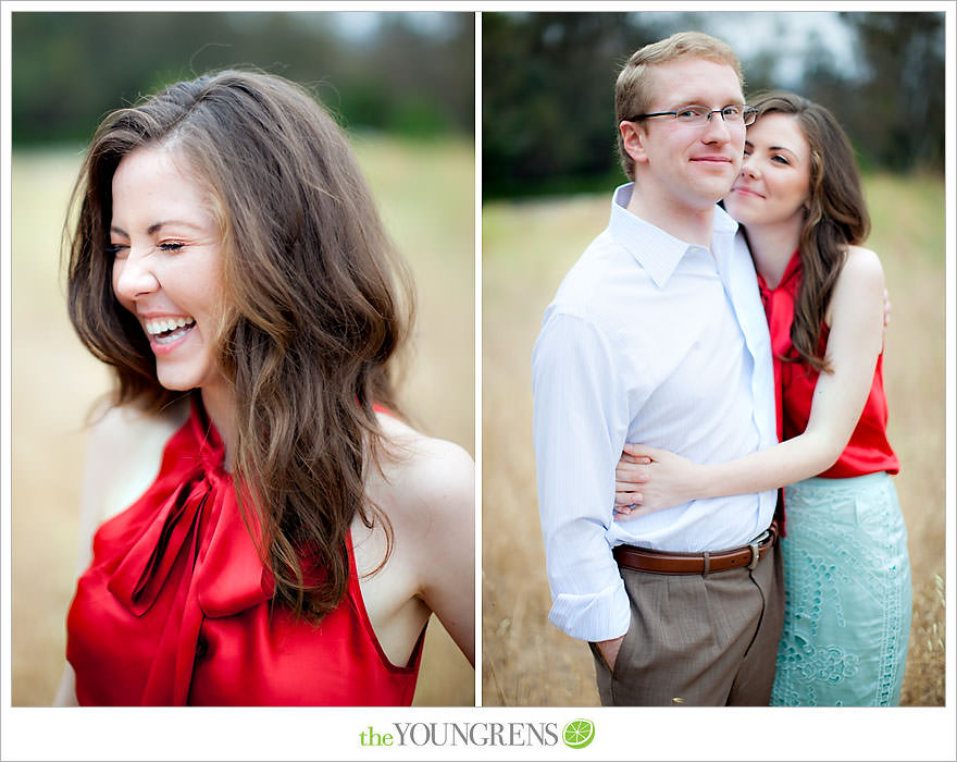 Rancho Santa Fe engagement, car engagement session, convertible engagement session, road trip themed engagement, driving engagement session, meadow engagement session, San Diego engagement session