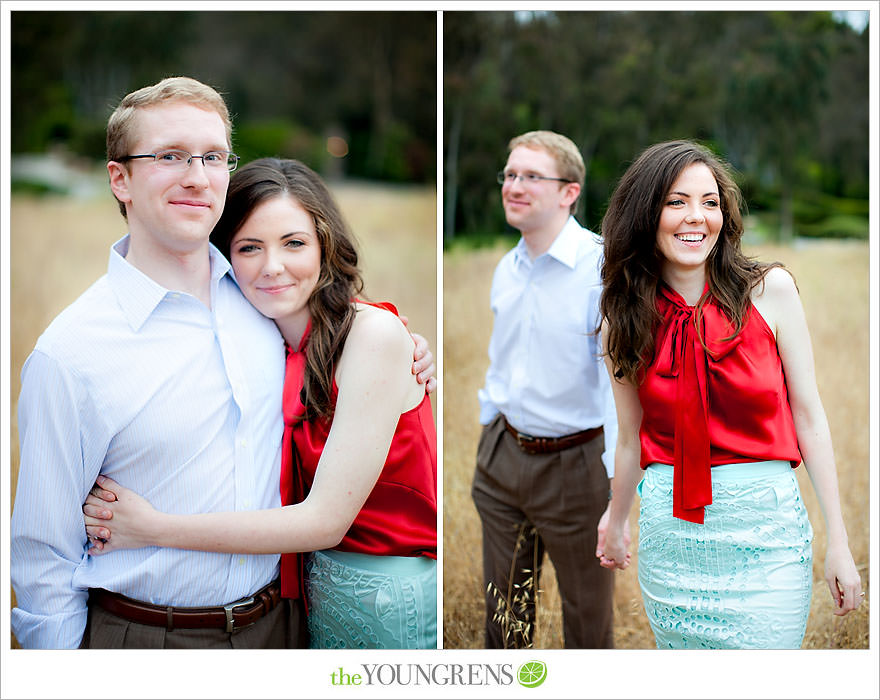 Rancho Santa Fe engagement, car engagement session, convertible engagement session, road trip themed engagement, driving engagement session, meadow engagement session, San Diego engagement session