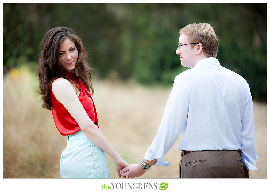 Rancho Santa Fe engagement, car engagement session, convertible engagement session, road trip themed engagement, driving engagement session, meadow engagement session, San Diego engagement session