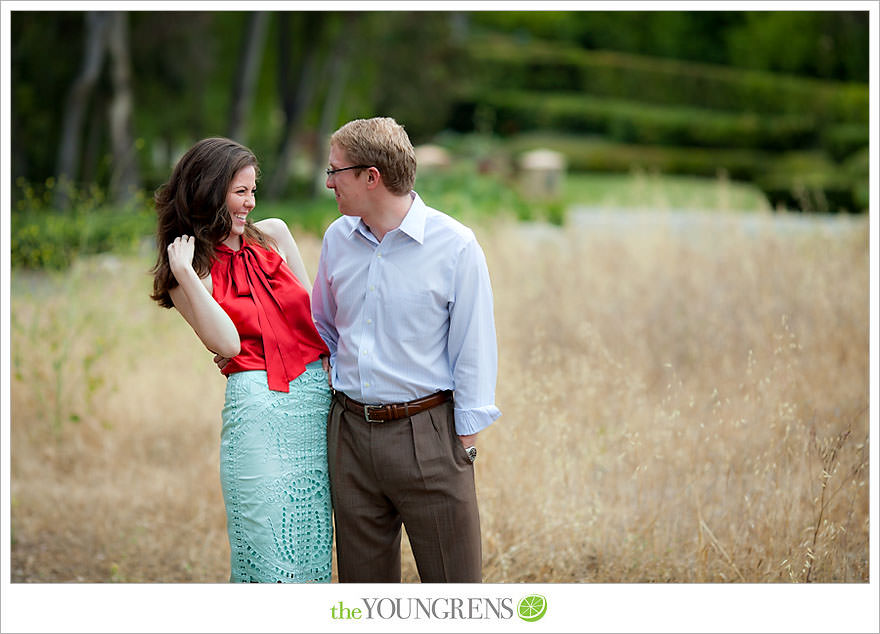 Rancho Santa Fe engagement, car engagement session, convertible engagement session, road trip themed engagement, driving engagement session, meadow engagement session, San Diego engagement session