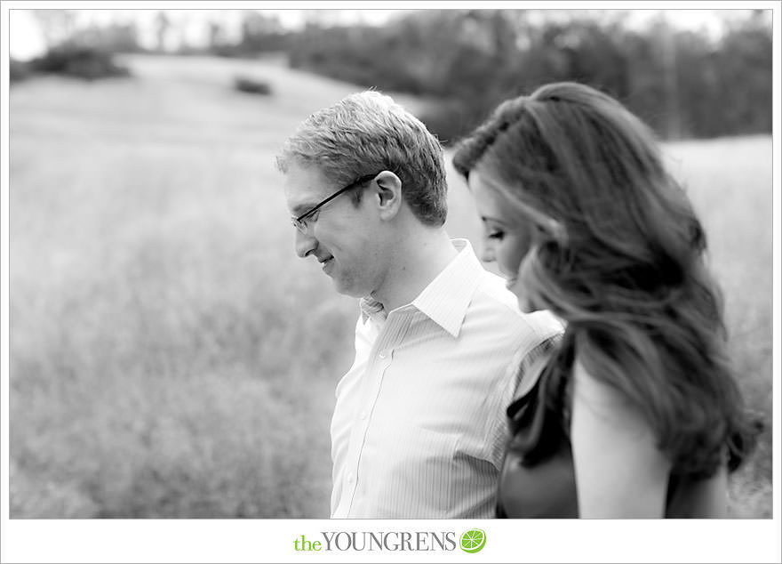 Rancho Santa Fe engagement, car engagement session, convertible engagement session, road trip themed engagement, driving engagement session, meadow engagement session, San Diego engagement session