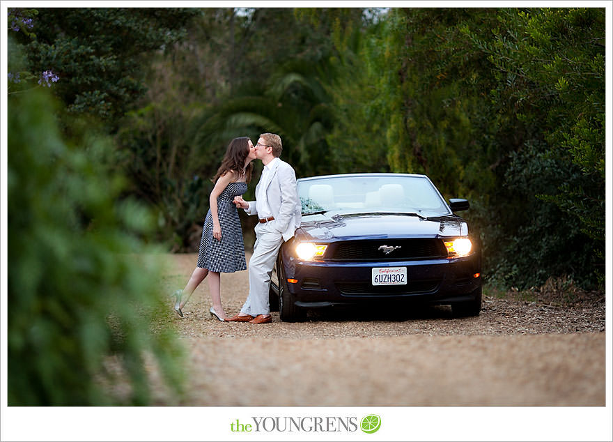 Rancho Santa Fe engagement, car engagement session, convertible engagement session, road trip themed engagement, driving engagement session, meadow engagement session, San Diego engagement session