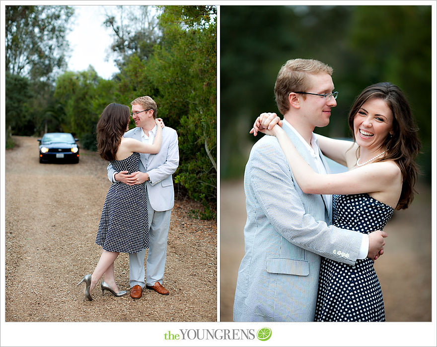 Rancho Santa Fe engagement, car engagement session, convertible engagement session, road trip themed engagement, driving engagement session, meadow engagement session, San Diego engagement session