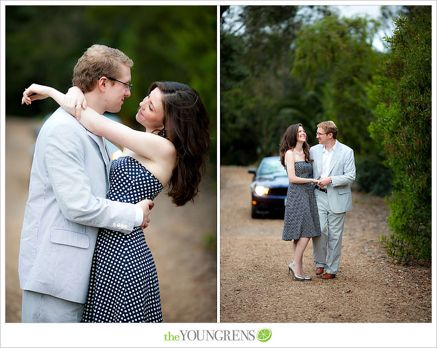 Rancho Santa Fe engagement, car engagement session, convertible engagement session, road trip themed engagement, driving engagement session, meadow engagement session, San Diego engagement session