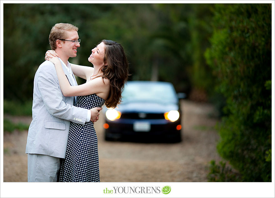 Rancho Santa Fe engagement, car engagement session, convertible engagement session, road trip themed engagement, driving engagement session, meadow engagement session, San Diego engagement session