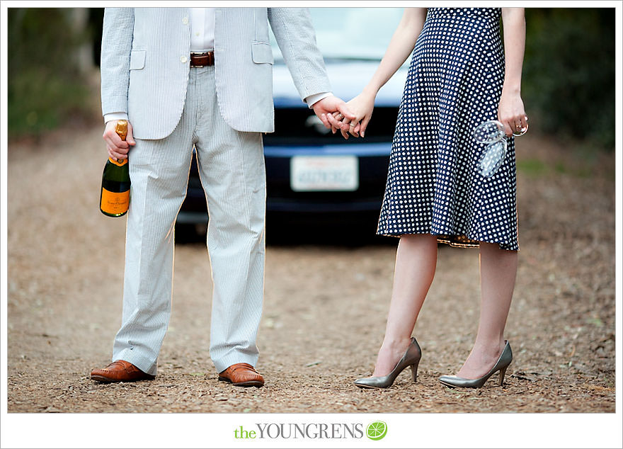 Rancho Santa Fe engagement, car engagement session, convertible engagement session, road trip themed engagement, driving engagement session, meadow engagement session, San Diego engagement session