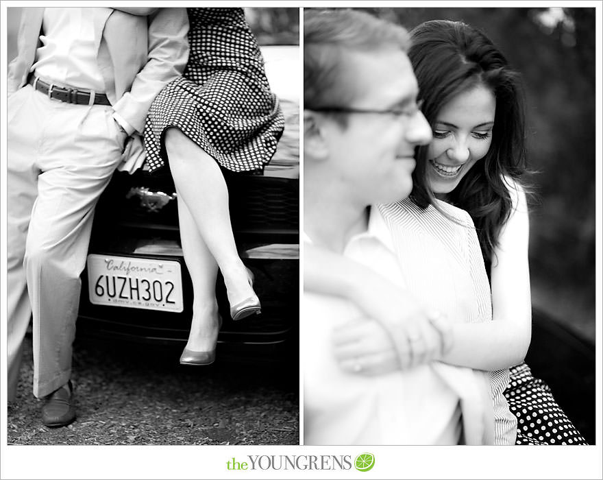 Rancho Santa Fe engagement, car engagement session, convertible engagement session, road trip themed engagement, driving engagement session, meadow engagement session, San Diego engagement session