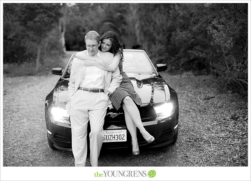 Rancho Santa Fe engagement, car engagement session, convertible engagement session, road trip themed engagement, driving engagement session, meadow engagement session, San Diego engagement session