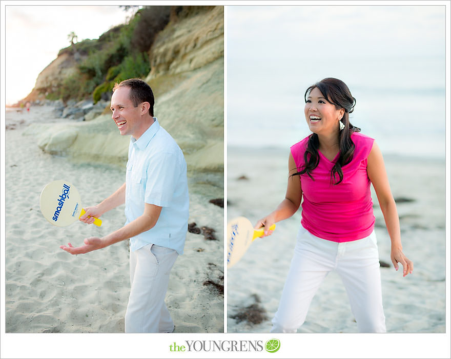 Encinitas engagement session, coffeehouse engagement session, Pannikin engagement session, beach engagement session, paddleboard engagement session, smashball engagement session, San Diego beach engagement session, coffee engagement session, Leucadia engagement session, sunset engagement session, pink engagement session, Swamis engagement session, Cardiff engagement session