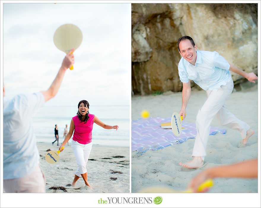 Encinitas engagement session, coffeehouse engagement session, Pannikin engagement session, beach engagement session, paddleboard engagement session, smashball engagement session, San Diego beach engagement session, coffee engagement session, Leucadia engagement session, sunset engagement session, pink engagement session, Swamis engagement session, Cardiff engagement session