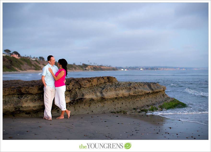 Encinitas engagement session, coffeehouse engagement session, Pannikin engagement session, beach engagement session, paddleboard engagement session, smashball engagement session, San Diego beach engagement session, coffee engagement session, Leucadia engagement session, sunset engagement session, pink engagement session, Swamis engagement session, Cardiff engagement session