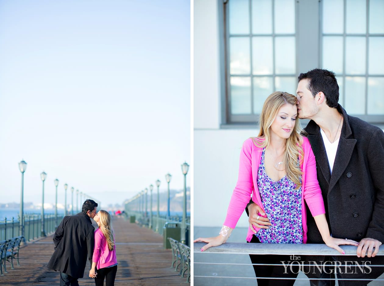 San Francisco engagement session, Embarcadero engagement, dog engagement, city engagement session, urban engagement, restaurant engagement session, San Francisco restaurant engagement, Absinthe engagement, Absinthe restaurant engagement