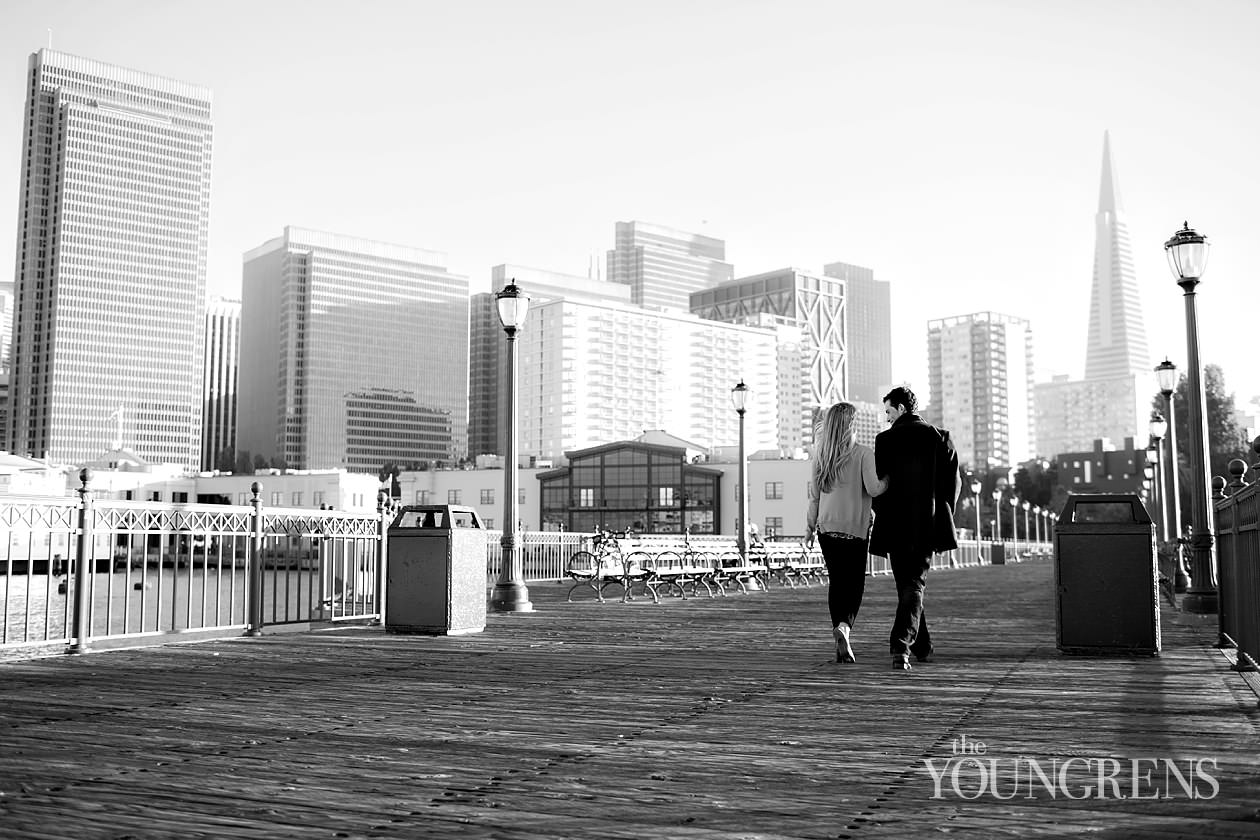 San Francisco engagement session, Embarcadero engagement, dog engagement, city engagement session, urban engagement, restaurant engagement session, San Francisco restaurant engagement, Absinthe engagement, Absinthe restaurant engagement