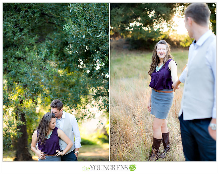 Julian engagement session, country engagement session, summer engagement session, fall engagement session, mountain engagement session, rustic engagement session, field engagement session, oak tree engagement session, meadow engagement session, San Diego county engagement session