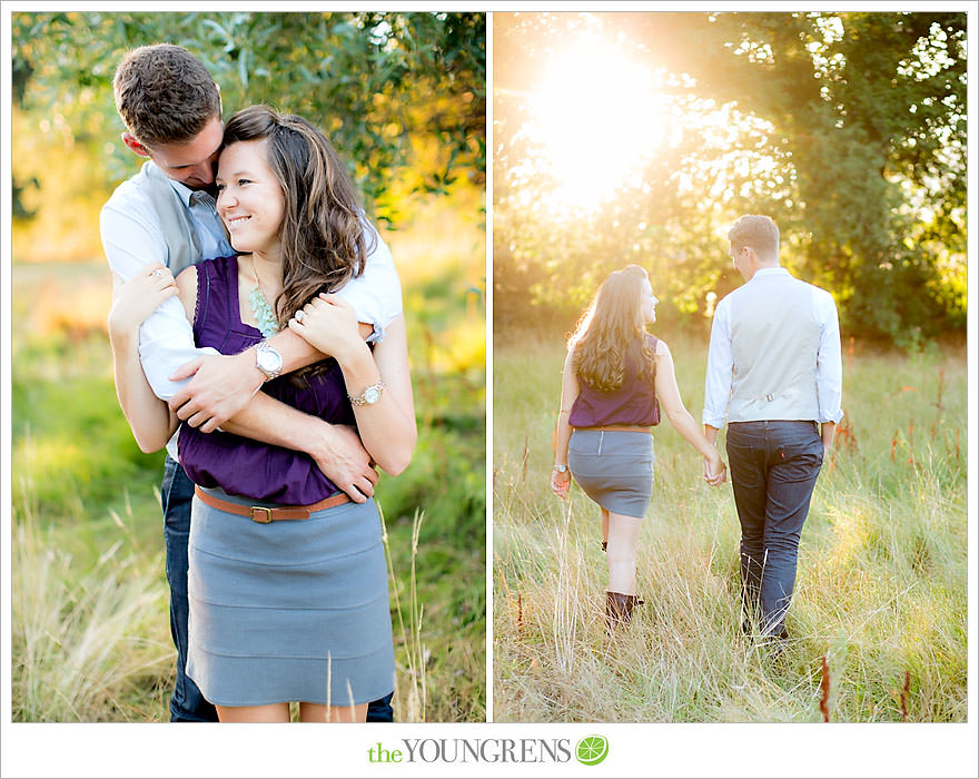 Julian engagement session, country engagement session, summer engagement session, fall engagement session, mountain engagement session, rustic engagement session, field engagement session, oak tree engagement session, meadow engagement session, San Diego county engagement session