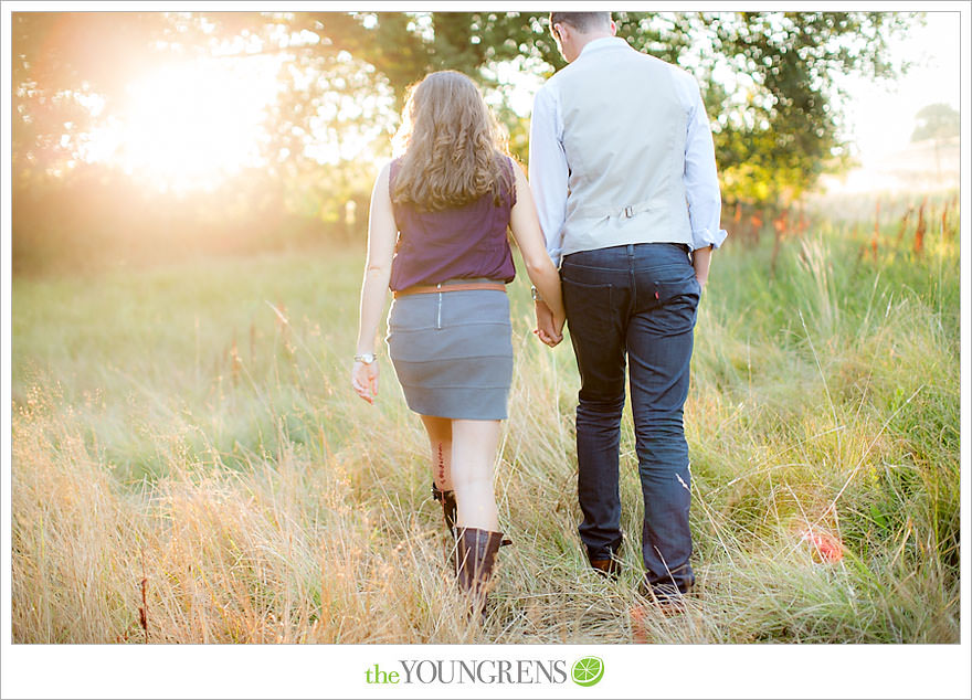 Julian engagement session, country engagement session, summer engagement session, fall engagement session, mountain engagement session, rustic engagement session, field engagement session, oak tree engagement session, meadow engagement session, San Diego county engagement session