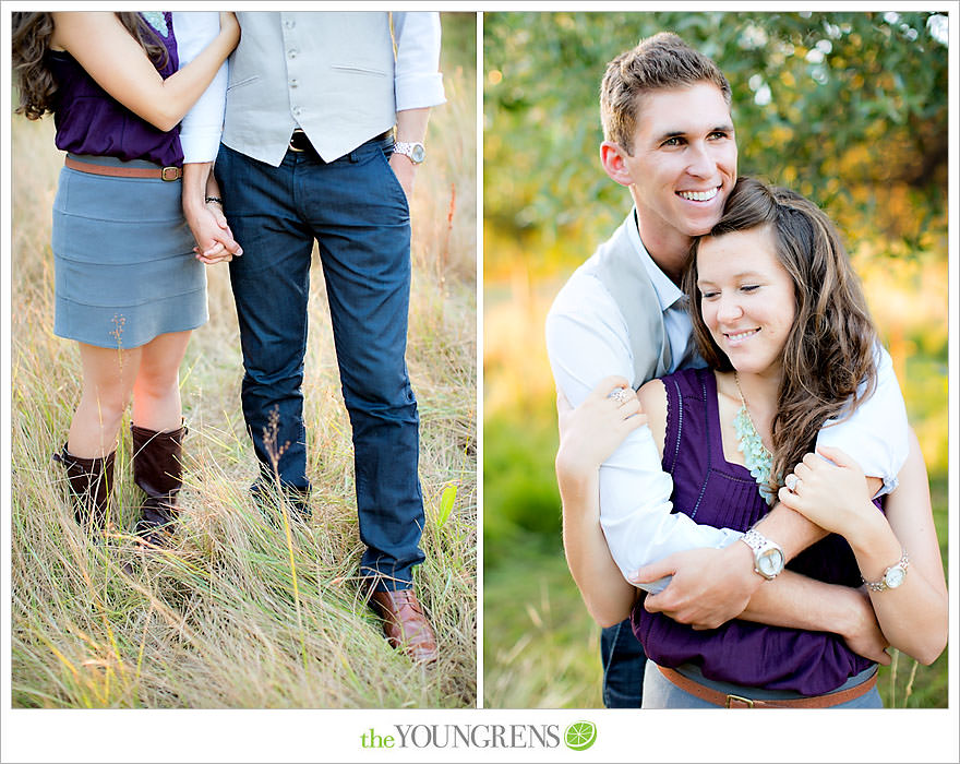 Julian engagement session, country engagement session, summer engagement session, fall engagement session, mountain engagement session, rustic engagement session, field engagement session, oak tree engagement session, meadow engagement session, San Diego county engagement session